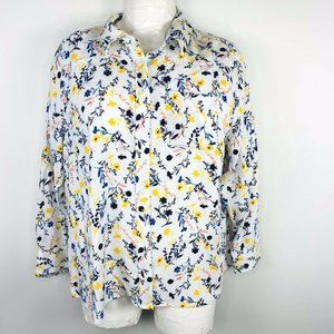 Lands End Top 18W Multicolor Floral Button Up T19